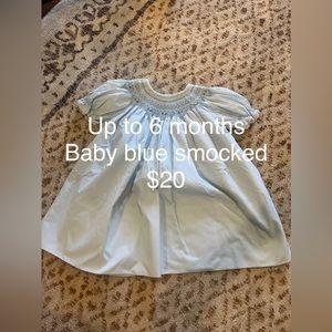 Smocked baby blue dress 3-6 months, great condition